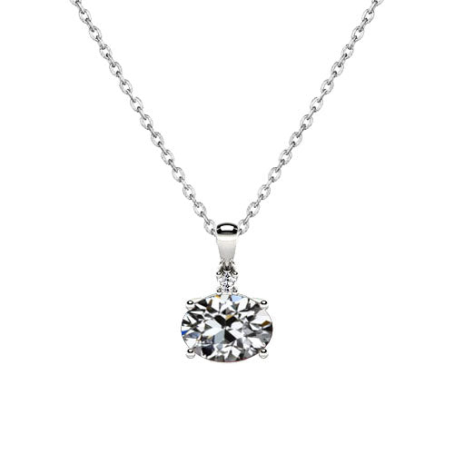 Diamante Fine Taglio Old Mine Pendente a Goccia in Oro Bianco 14K – vista principale