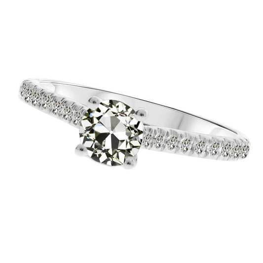 Solitario con Pietre Laterali Oro Bianco 14K con Diamante – vista principale