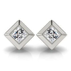 Diamante Fine Orecchini – Incassato a Bezel 2 carati Oro Bianco