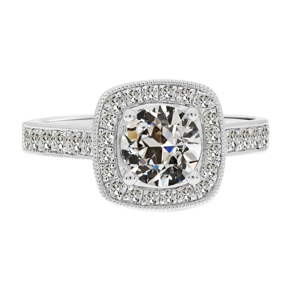 Diamante Fine Anello Halo 2-carati Oro 14 Carati Bianco – vista principale