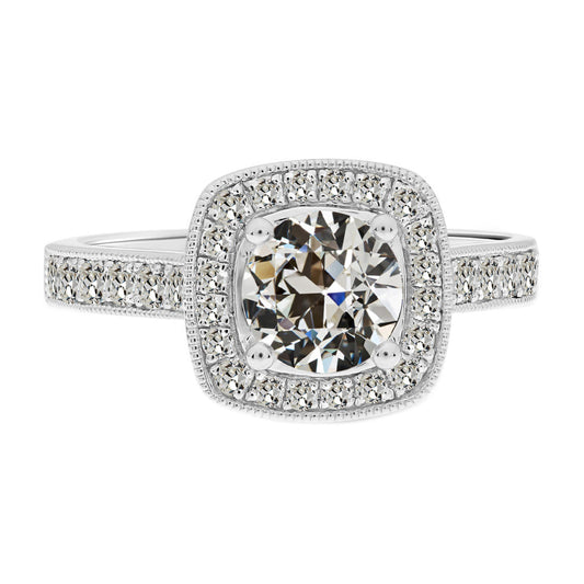 Diamante Fine Anello Halo 2-carati Oro 14 Carati Bianco – vista principale