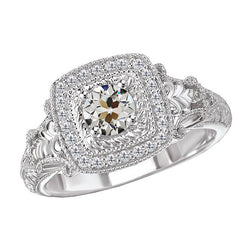 Di lusso Taglio Europeo Antico Diamante Anello Halo – 2 carati