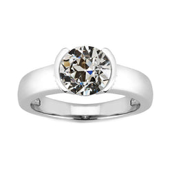 Diamante Fine Taglio Europeo Antico Anello Solitario 2 carati in