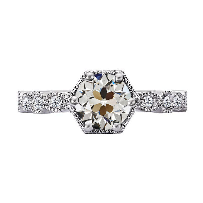Cuscino Antico Brillante anello in Oro Bianco 14K – vista principale