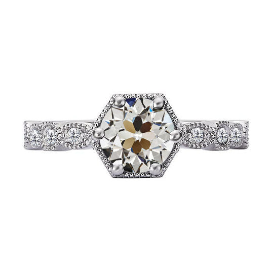 Cuscino Antico Brillante anello in Oro Bianco 14K – vista principale
