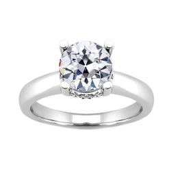 Oro Bianco 14K Old European Diamante Solitario di Fidanzamento
