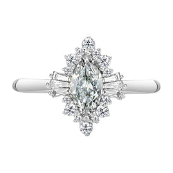 Brillante Diamante Anello Halo 2 carati – Oro 14 Carati Bianco