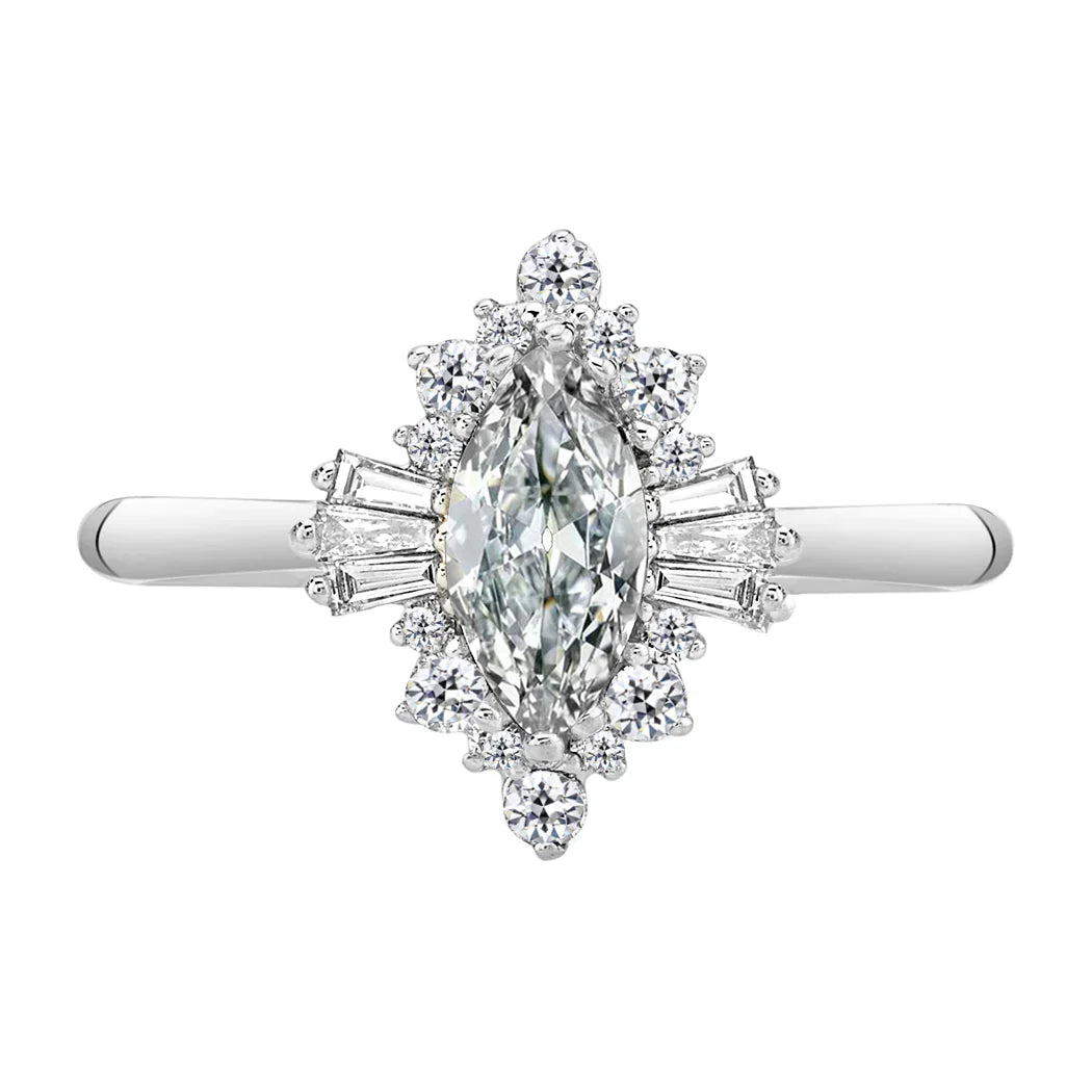Anello Halo Oro 14 Carati Bianco con Diamante – vista principale