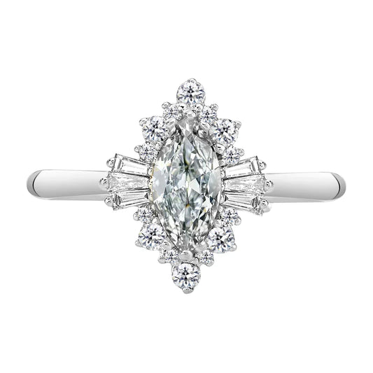 Anello Halo Oro 14 Carati Bianco con Diamante – vista principale