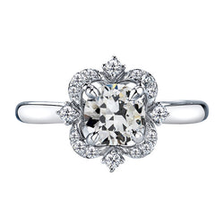 2 carati Diamante Fine Anello con Pavé Halo in Oro 14 Carati