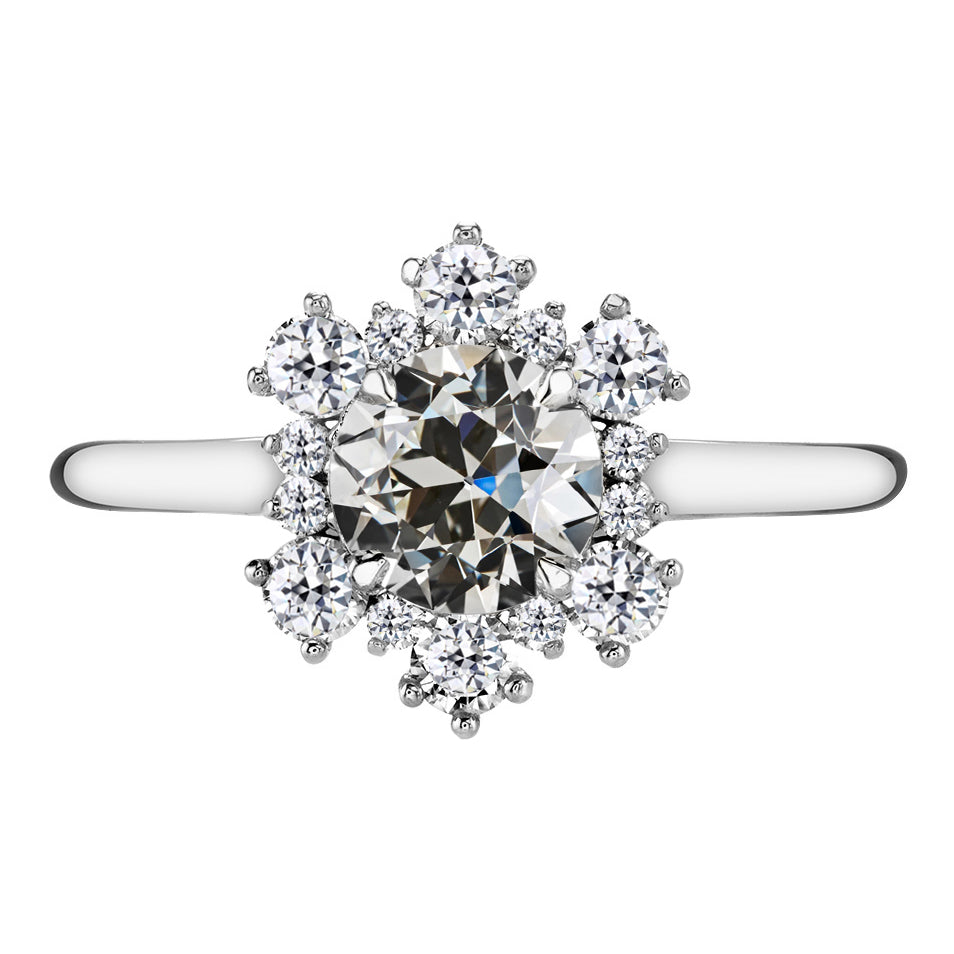 Diamante Fine Anello con Pavé Halo 3,50 carati Oro Bianco 14K – vista principale