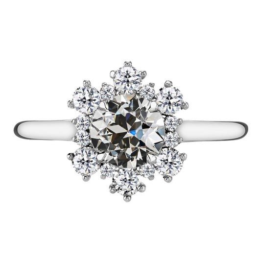 Diamante Fine Anello con Pavé Halo 3,50 carati Oro Bianco 14K – vista principale