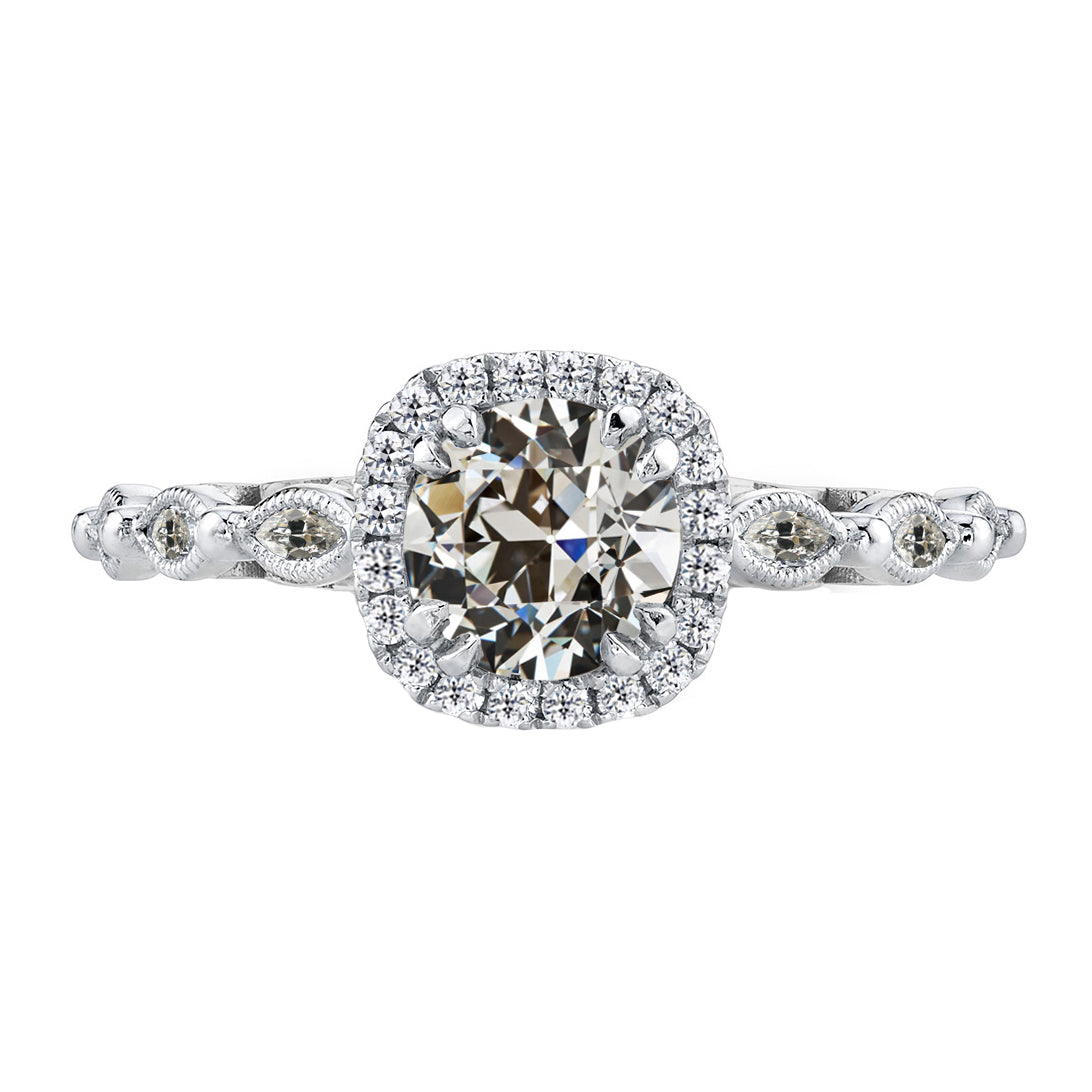 Brillante Anello Halo 3-carati Oro Bianco 14K – vista principale