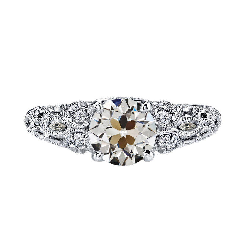Brillante Taglio Old Mine Anello di Proposta in Oro 14 Carati Bianco – vista principale