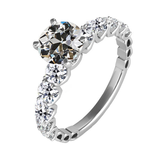 Anello Solitario con Accenti Oro Bianco 14K con Diamante – vista principale