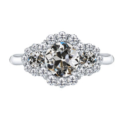 Artigianale Anello Halo con Diamante Cuscino Antico – 2 carati