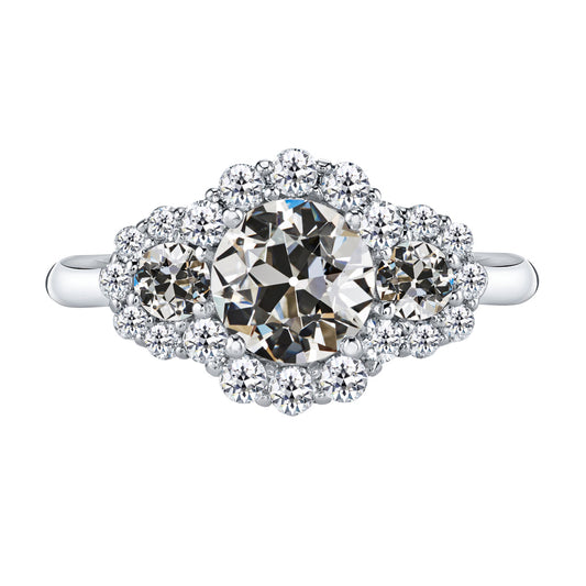 Anello Halo Oro 14 Carati Bianco con Diamante – vista principale