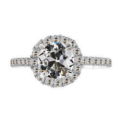 Diamante Fine Cuscino Antico Anello con Pavé Halo 3,50 carati in