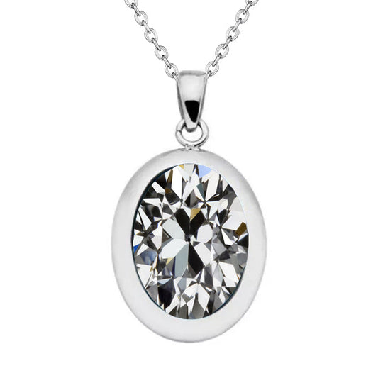 Diamante Taglio Old Mine Collana Pendente in Oro Bianco 14K – vista principale