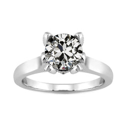 2 carati Diamante Fine Anello Solitario in Oro Bianco 14K