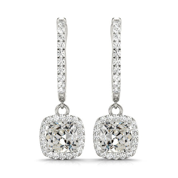 Orecchini Pendenti Oro Bianco 14K con Diamante Fine – vista principale