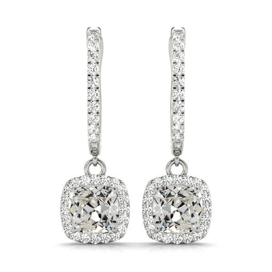 Orecchini Pendenti Oro Bianco 14K con Diamante Fine – vista principale