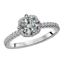 Anello di Fidanzamento Halo Oro Bianco 14K – Diamante Fine
