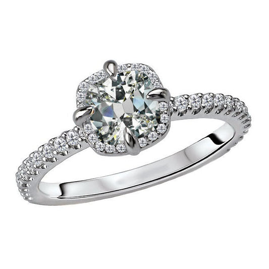 Diamante Fine Anello di Fidanzamento Halo 5 carati Oro Bianco 14K – vista principale