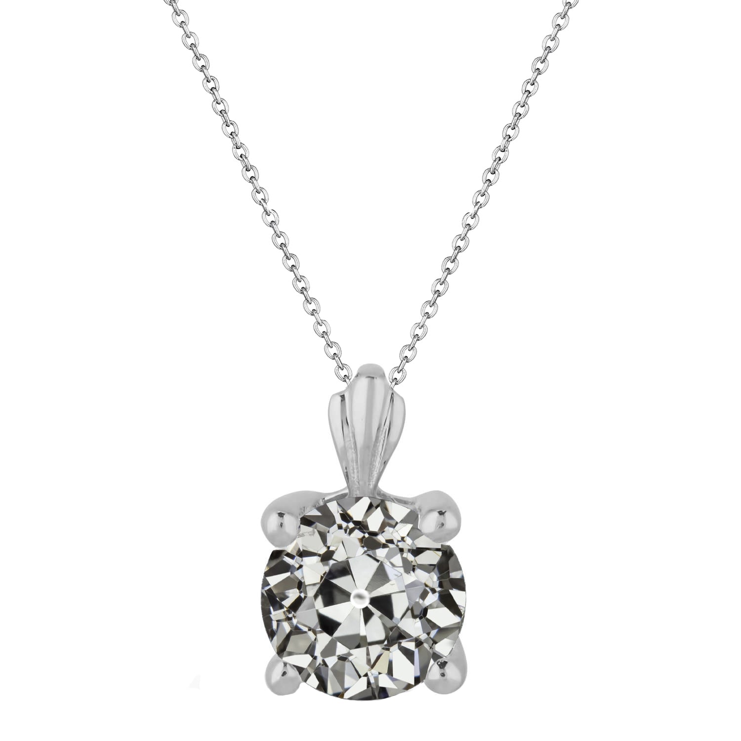 Taglio Old Mine Diamante Fine anello in Oro Bianco 14K – vista principale