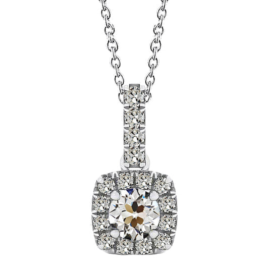 Cuscino Antico Diamante anello in Oro Bianco 14K – vista principale