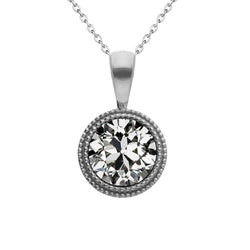 Taglio Old Mine Diamante Fine Pendente a Goccia in Oro Bianco