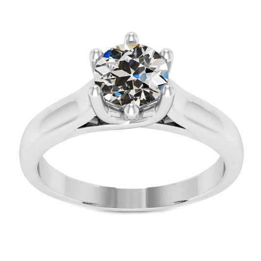 Diamante Cuscino Antico Anello Solitario in Oro 14 Carati Bianco – vista principale