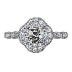 Oro Bianco 14K Milgrain Diamante Anello Halo 1,50 carati