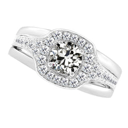 Oro Bianco 14K Diamante Anello con Pavé Halo – 3,50-carati