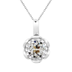 Squisito Diamante Pendente a Goccia 2 carati – Oro Bianco 14K di