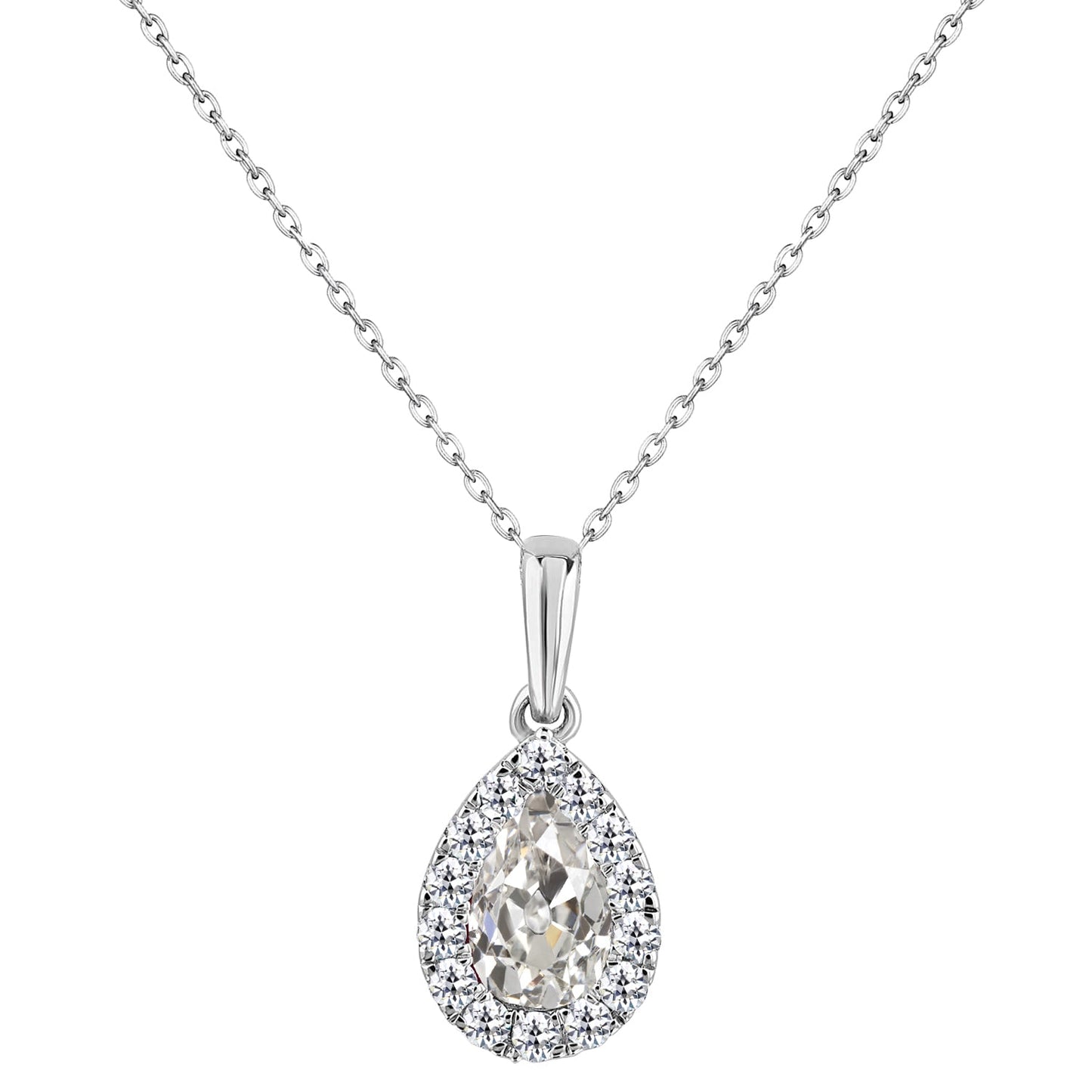 Diamante Fine Pendente a Goccia 2,50-carati Oro Bianco 14K – vista principale