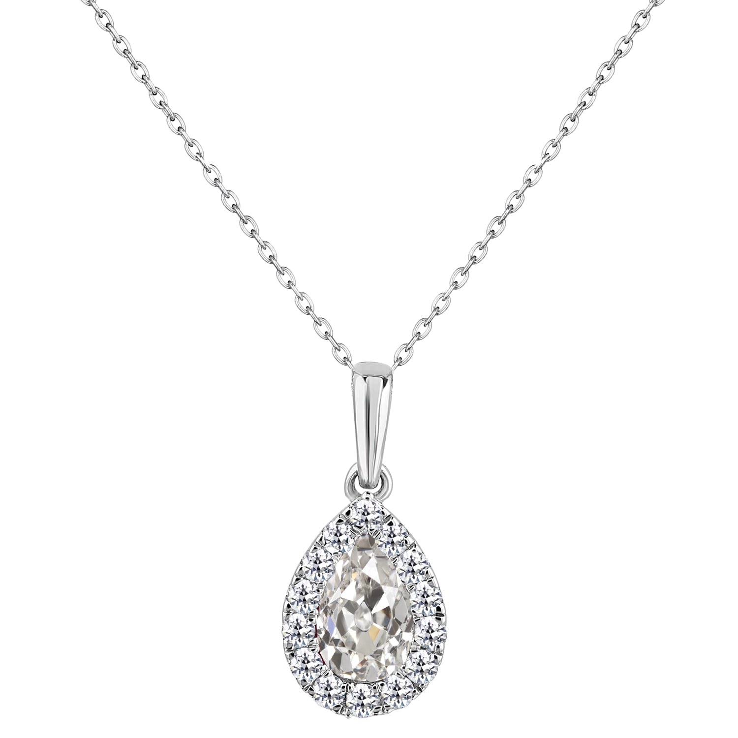 Diamante Fine Pendente a Goccia 2,50-carati Oro Bianco 14K – vista principale
