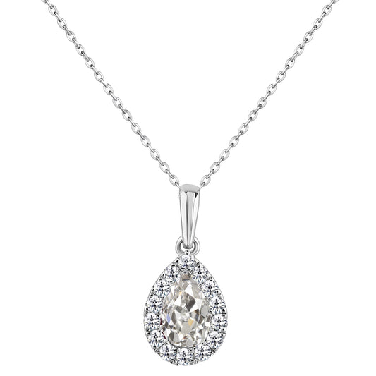 Diamante Fine Pendente a Goccia 2,50-carati Oro Bianco 14K – vista principale