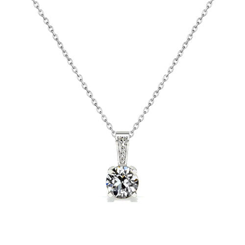 Diamante Cuscino Antico Collana Pendente in Oro Bianco 14K – vista principale