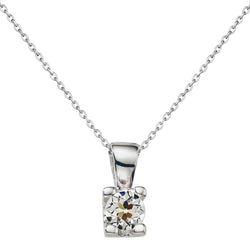 Pendente a Goccia Oro Bianco 14K – Brillante Cuscino Antico 1,50
