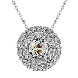 Collana Pendente Oro Bianco 14K – Diamante Fine Cuscino Antico