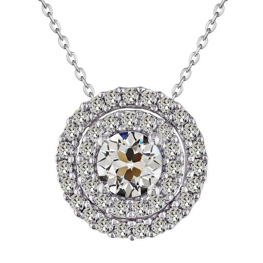 Cuscino Antico Diamante Fine anello in Oro Bianco 14K – vista principale