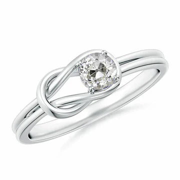 Old Miner Solitaire Round Vero Diamond Ring Nodo Stile 1 Carato Oro Bianco