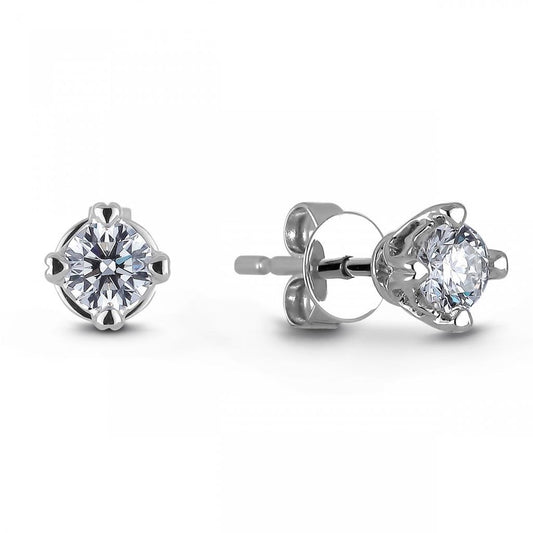 Orecchini A Bottone Con Genuino Diamanti Rotondi Da 2 Ct Incastonati A Corona Con Montatura A Corona In Oro 14K