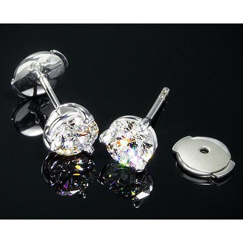 Orecchini A Bottone Con Naturale Diamanti Rotondi Scintillanti Da 3 Carati Martini Squeeze & Lock