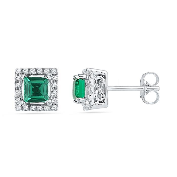 Orecchini a bottone con smeraldo di 3.90 carati con pavé di diamanti Halo - harrychadent.it
