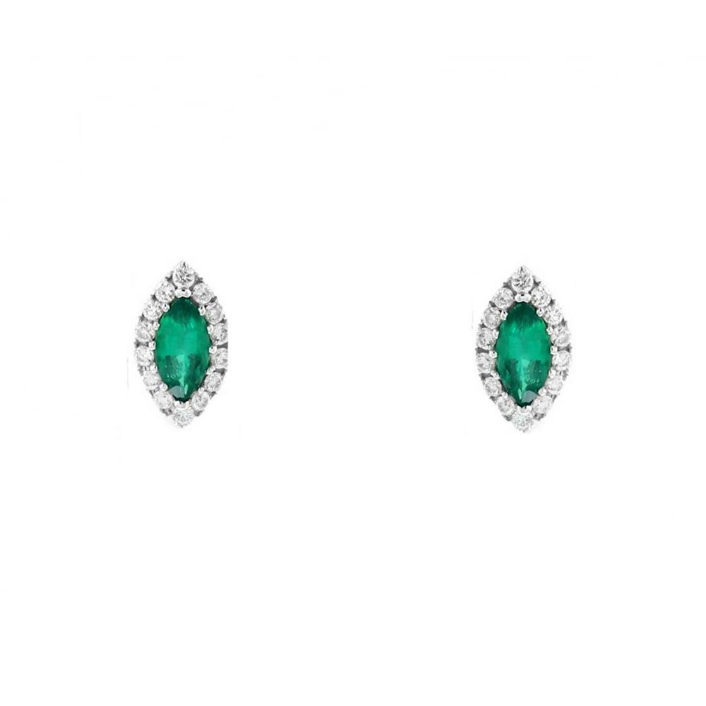 Orecchini a bottone con smeraldo taglio marquise con diamante tondo 4.28 carati - harrychadent.it