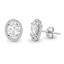 Orecchini A Bottone Da Donna 3.10 Carati Con Genuino Diamanti Incastonati In Oro Bianco 14K