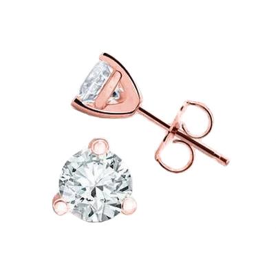 Orecchini A Bottone Da Donna Con Vero Diamanti A Taglio Rotondo Da 4.50 Carati In Oro Rosa 14K
