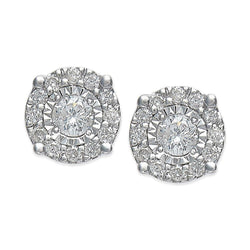 Orecchini A Bottone Da Donna Halo Montatura A Taglio Di Naturale Diamante Rotondo Da 2,70 Ct